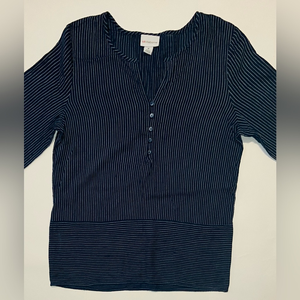 Liz Claiborne Blue and White Striped Blouse